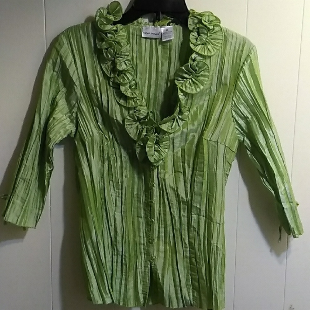 Lime Green Occasion Button Down Blouse